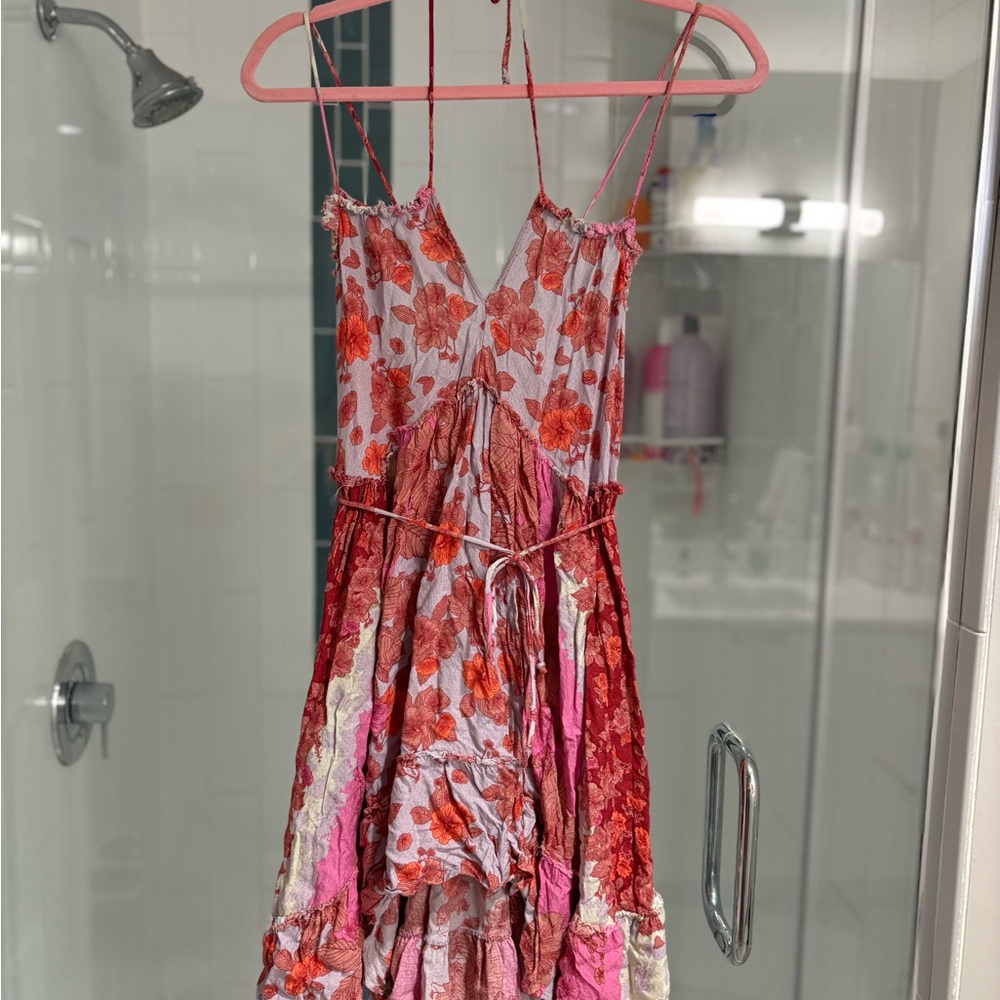 Free People Red and White Spaghetti Strap Sundress